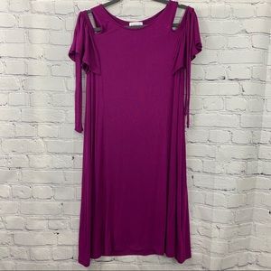 EMELIA Jersey Swing Dress Cold Shoulder Ties